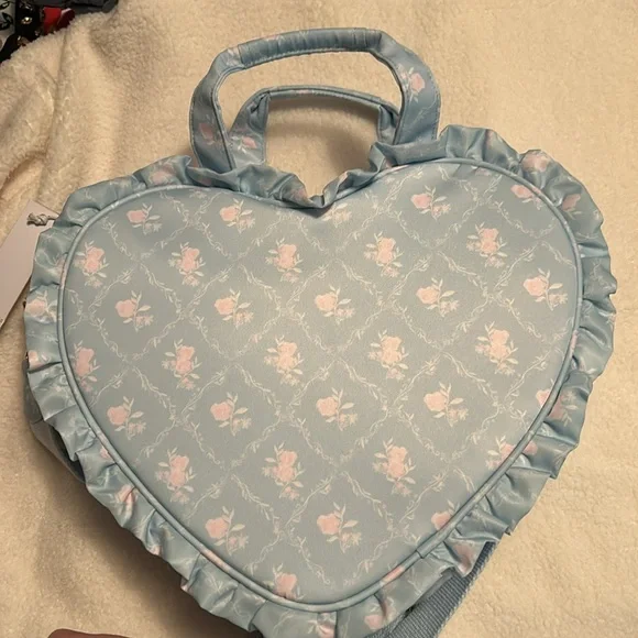 Stoney Clover High Tea printed ruffle mini heart tote - Picture 4 of 7